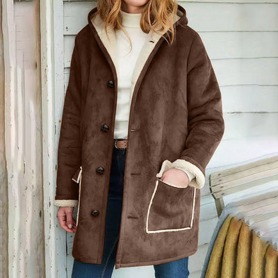Retro Hooded Coat with Pockets – Loose Fit Sweater for Autumn and Winter