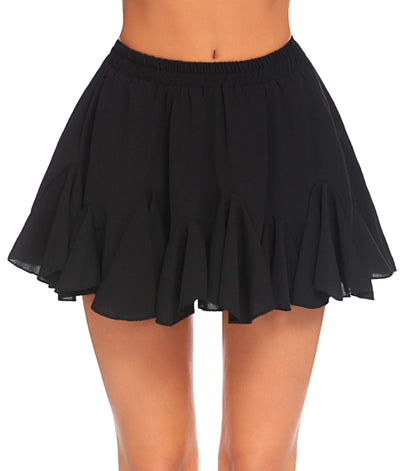 Women's Bohemian Ruffled Mini Skirt - Floral Print - Cotton Blend - Elastic Waist - Casual Holiday Style