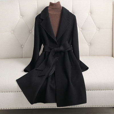 Double-sided Wool Coat – Slim Fit Medium-Length Autumn & Winter Coat