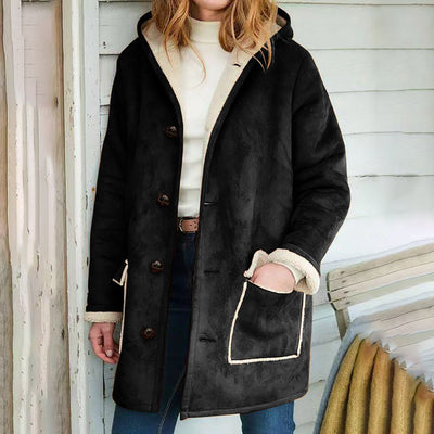 Retro Hooded Coat with Pockets – Loose Fit Sweater for Autumn and Winter