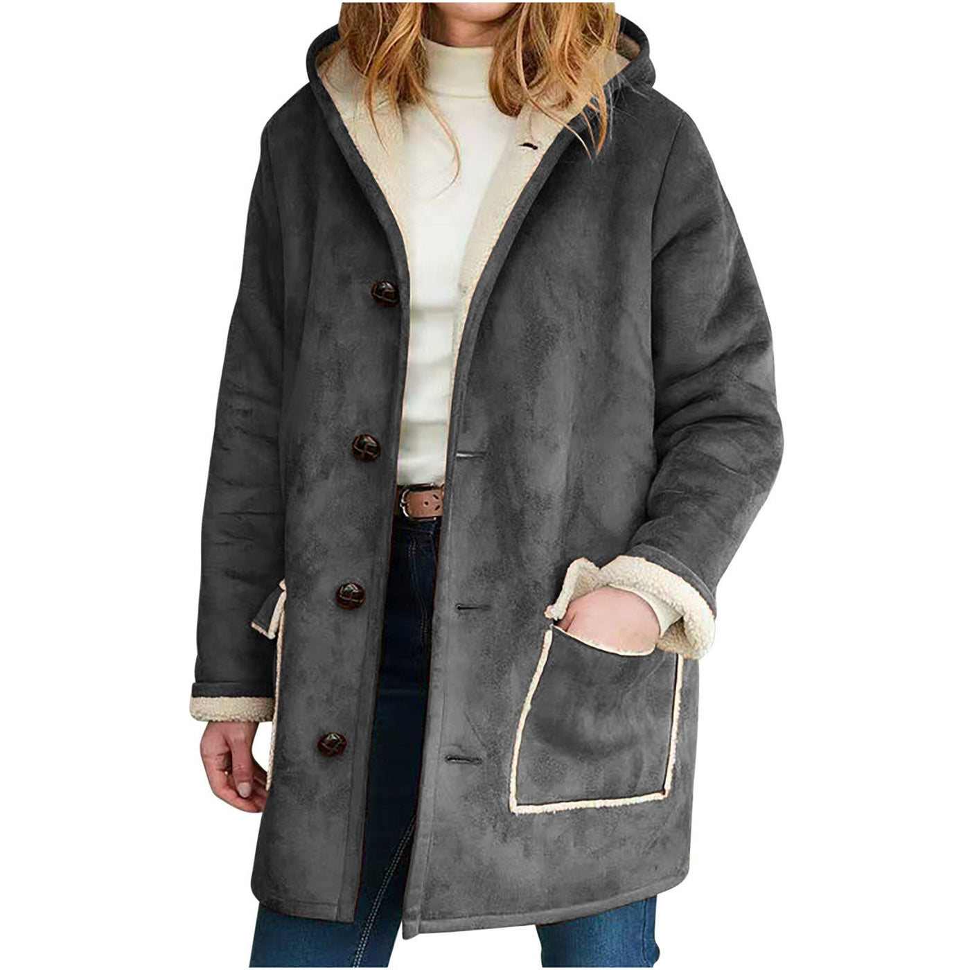 Retro Hooded Coat with Pockets – Loose Fit Sweater for Autumn and Winter