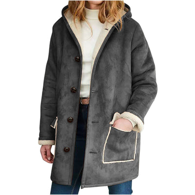 Retro Hooded Coat with Pockets – Loose Fit Sweater for Autumn and Winter