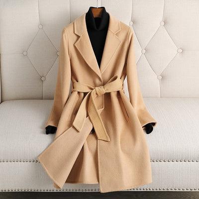Double-sided Wool Coat – Slim Fit Medium-Length Autumn & Winter Coat