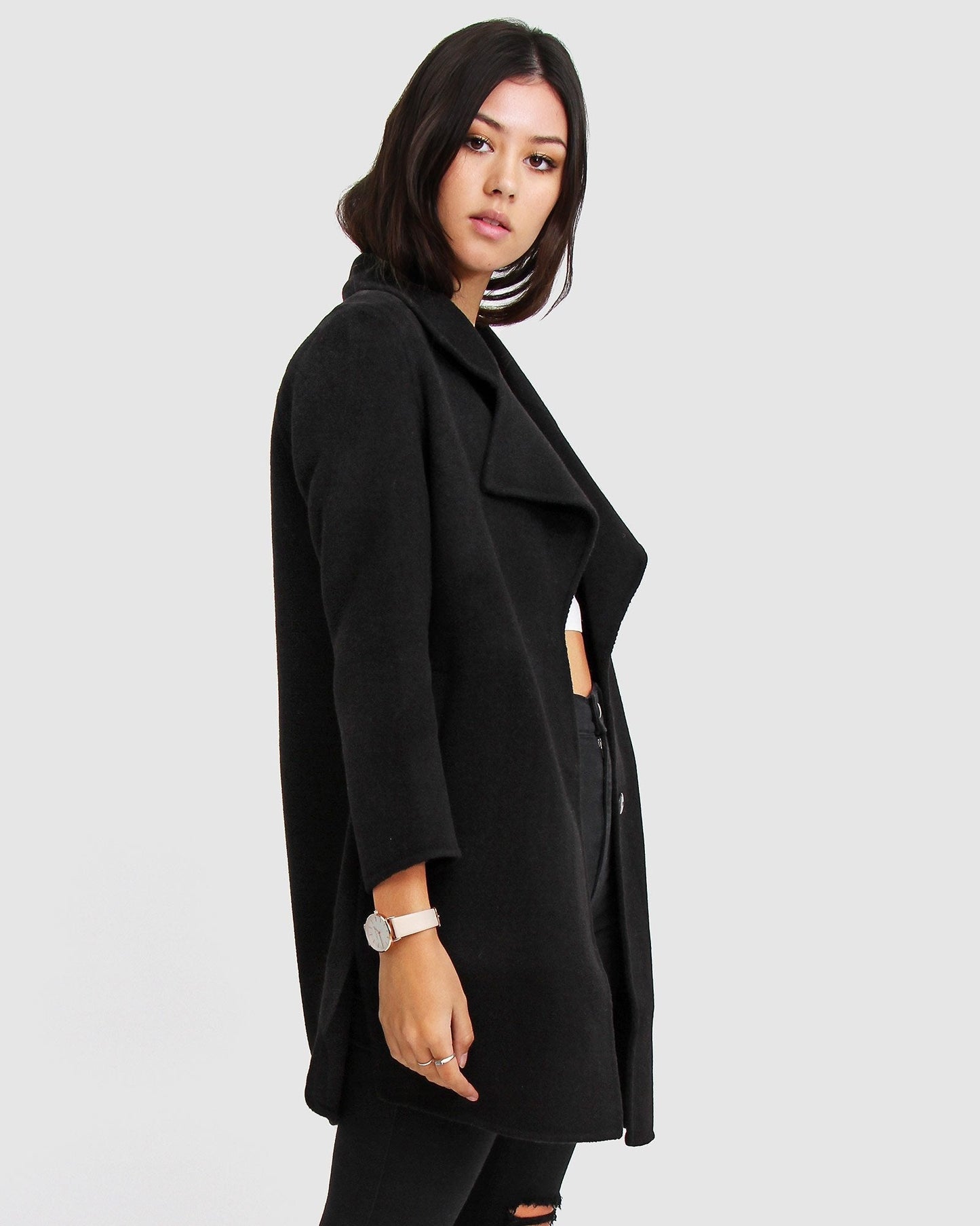 NEW FIT Ex-Boyfriend Wool Blend Oversized Jacket - Black