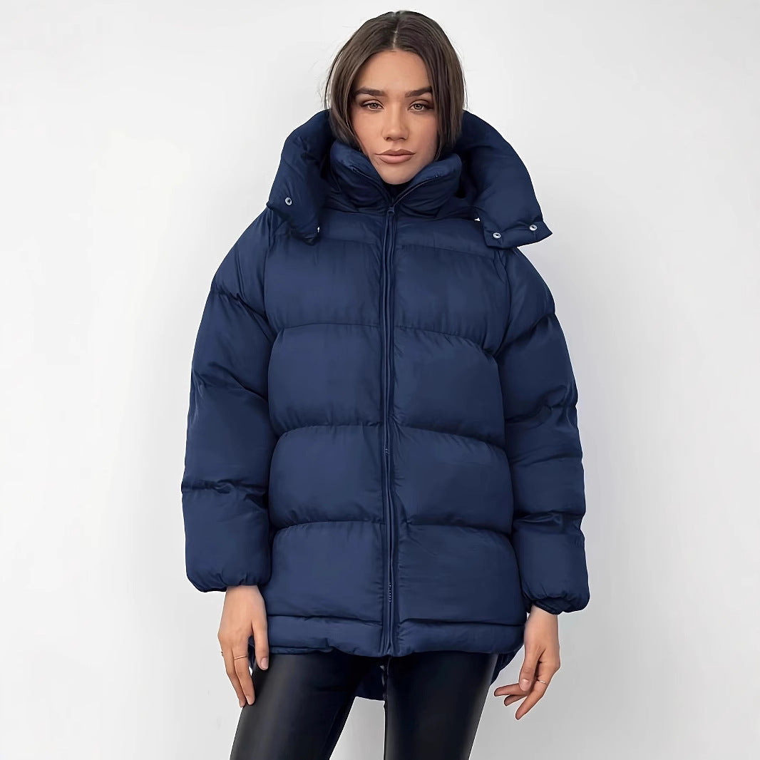 Women’s Cotton-Padded Mid-Length Jacket Coat – Thickened, Warm, Casual Style