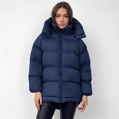 Women’s Cotton-Padded Mid-Length Jacket Coat – Thickened, Warm, Casual Style
