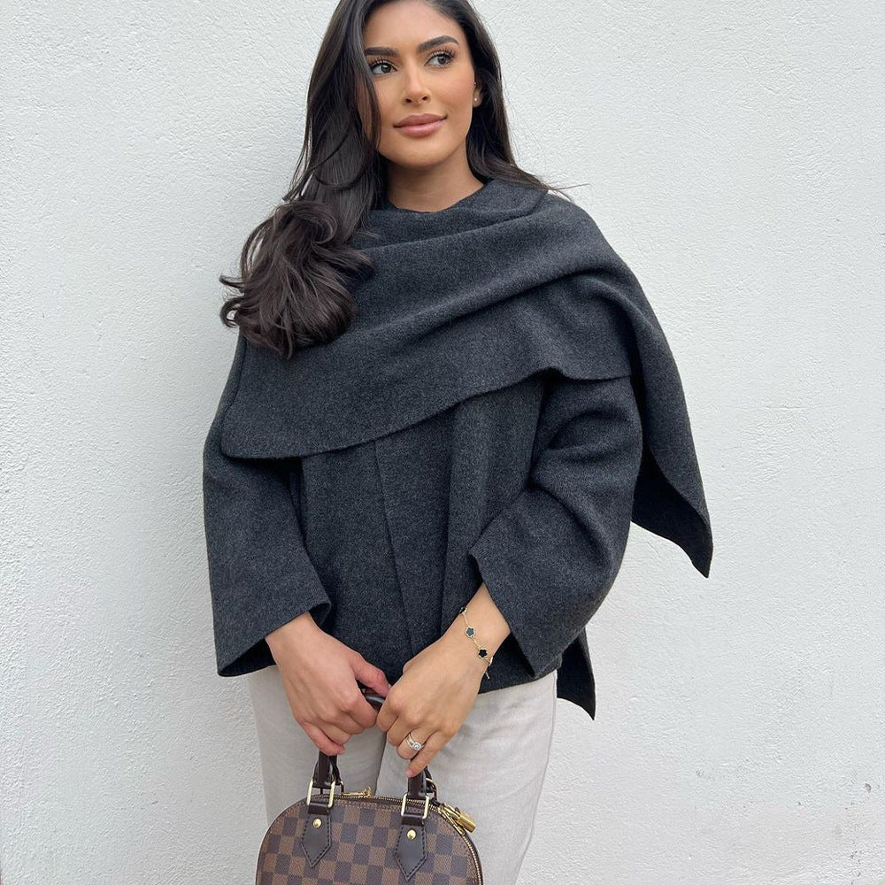 Women’s Loose Casual Cape Knitted Sweater Coat – Medium Thickness
