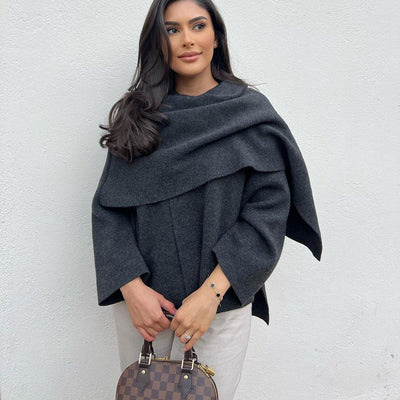 Women’s Loose Casual Cape Knitted Sweater Coat – Medium Thickness