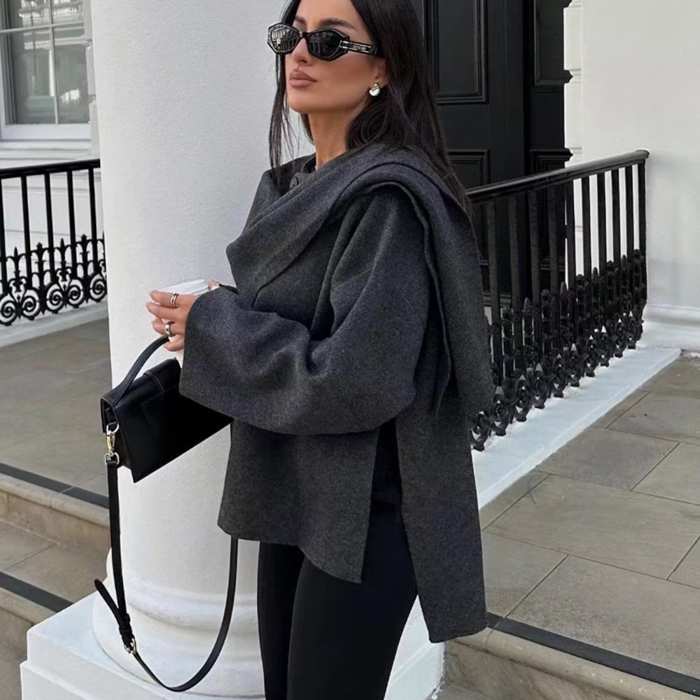 Women’s Loose Casual Cape Knitted Sweater Coat – Medium Thickness