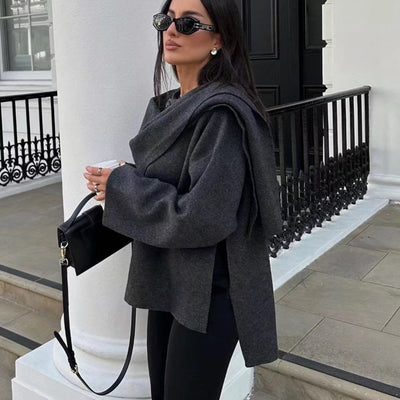Women’s Loose Casual Cape Knitted Sweater Coat – Medium Thickness