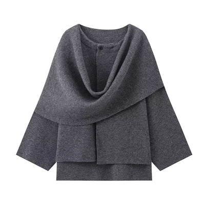 Women’s Loose Casual Cape Knitted Sweater Coat – Medium Thickness