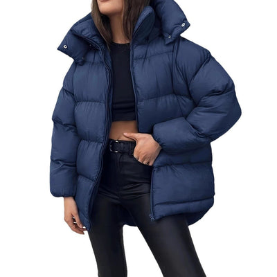 Women’s Cotton-Padded Mid-Length Jacket Coat – Thickened, Warm, Casual Style