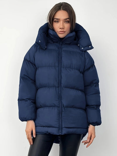 Women’s Cotton-Padded Mid-Length Jacket Coat – Thickened, Warm, Casual Style