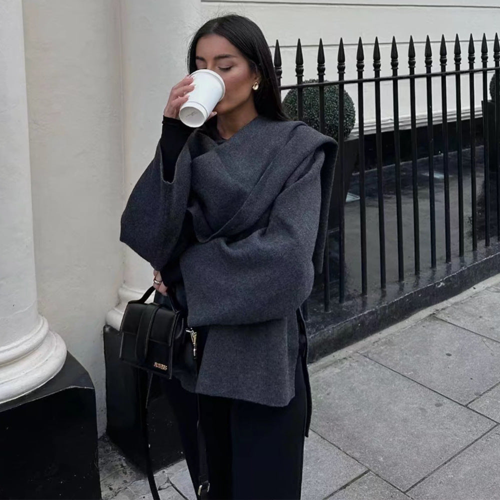 Women’s Loose Casual Cape Knitted Sweater Coat – Medium Thickness