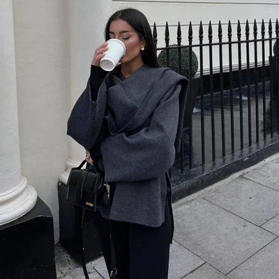 Women’s Loose Casual Cape Knitted Sweater Coat – Medium Thickness