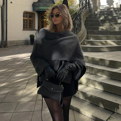Women’s Loose Casual Cape Knitted Sweater Coat – Medium Thickness