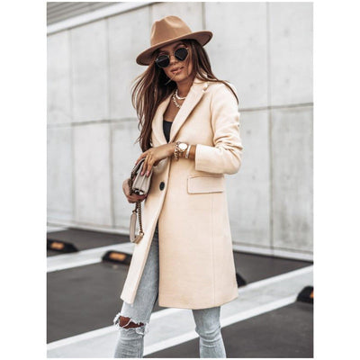 Simplicity Long Sleeve Button Woolen Overcoat
