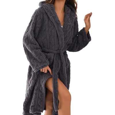 Double Layer Hooded Nightgown in Shu Cotton Velvet