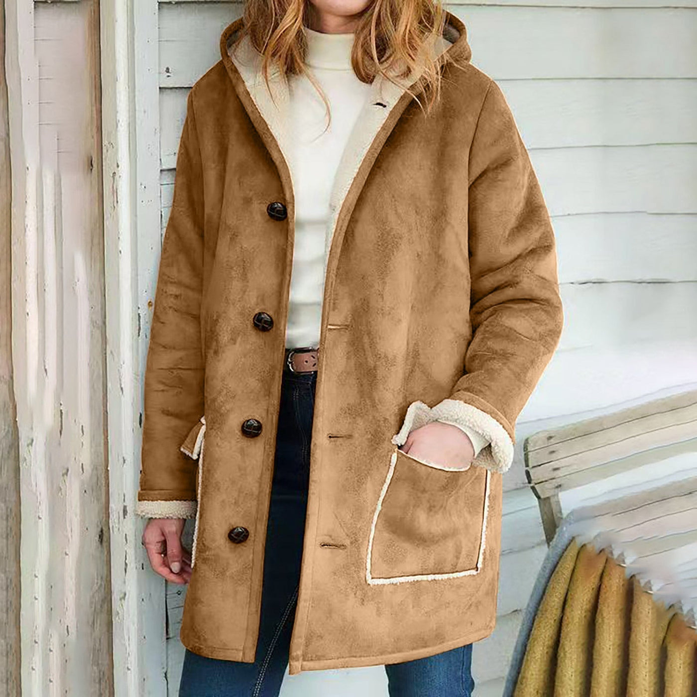 Retro Hooded Coat with Pockets – Loose Fit Sweater for Autumn and Winter