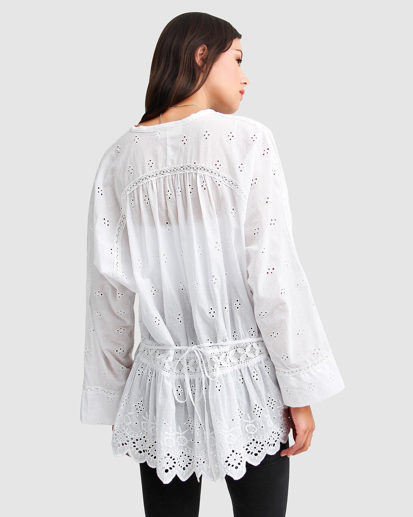 Unbutton Me Eyelet Button Down Shirt - White